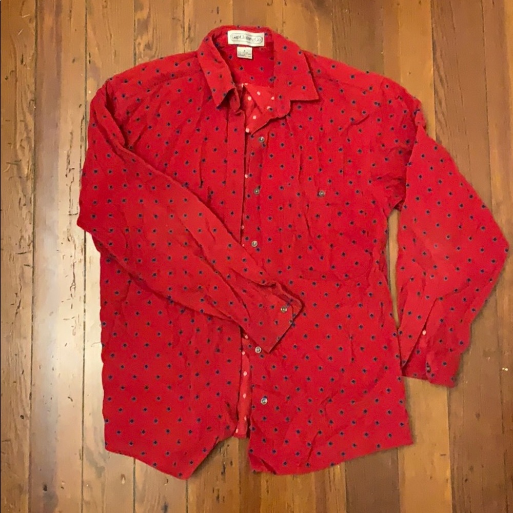 Vintage Gap red with diamond pattern button up